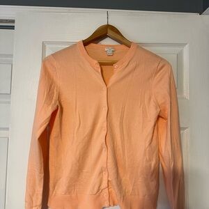 J. Crew Pastel Peach Cardigan with Long Sleeves and Zipper Closure